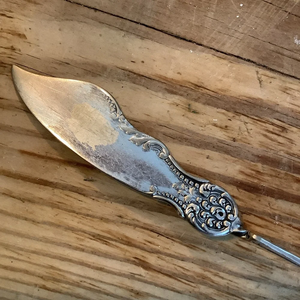 Antique Vintage Set of 3 Mismatched Silver Plate Butter Knives